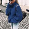 Autumn and Winter Sweater Women's New Style Curled High Collar Batwing Sleeve Knitted Sweater