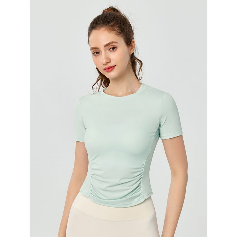 Original Yoga Clothes Top Women's Short Sleeve Waist Hugging Slimming Tight Sports T-shirt Quick-Drying Pilates Workout Clothes Thin