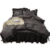 Luxury Black Princess Bedding Sets Kawaii Bed Skirt Sheet Pillowcase Fashion Girl Duvet Cover 4 Pieces Home Decoration