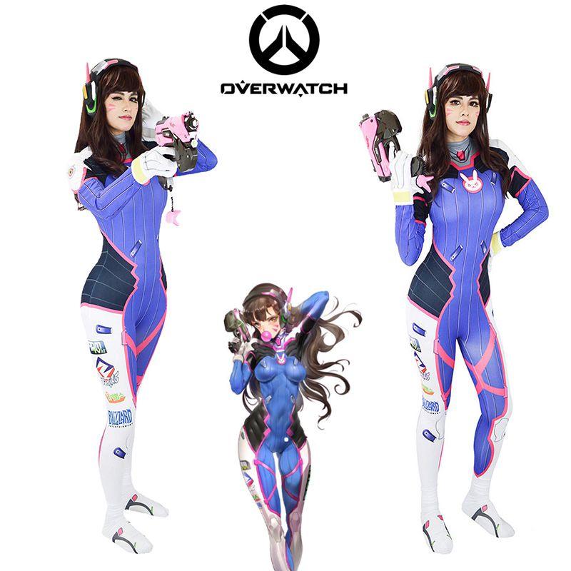 Overwatch Dva Cosplay Costume Jumpsuit Outfits Halloween Role Play Adult Kids