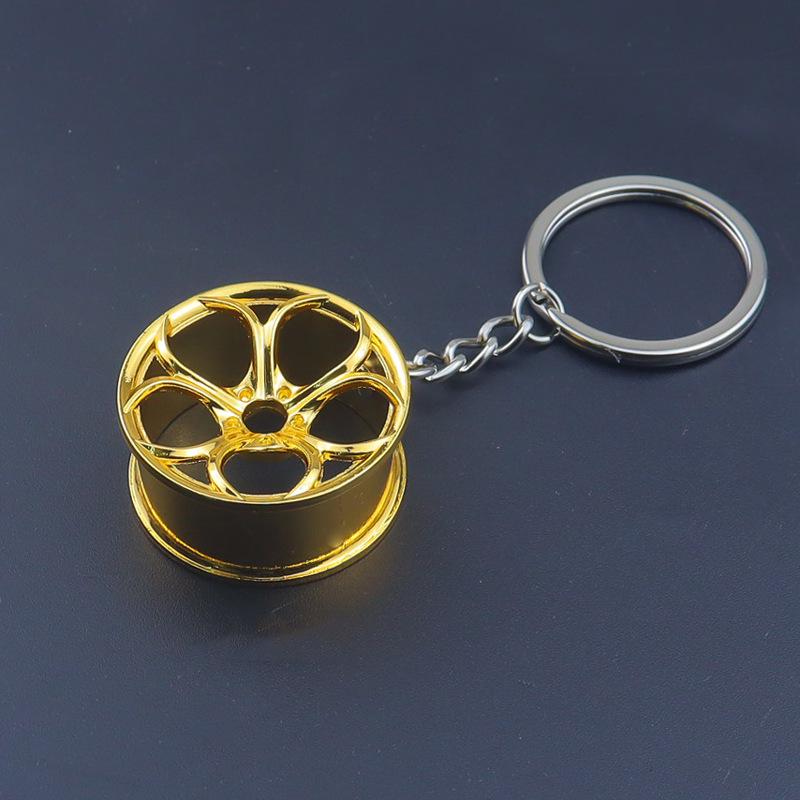 Laser Logo Metal Wheel Keychain - Gold, Silver, Black, Colorful Wheel Pendant Small Gift for Car Lovers
