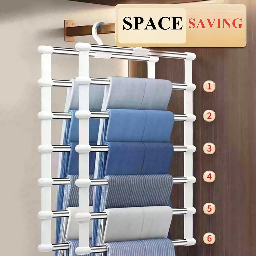 Multi Functional Pants Rack, Floor Hanging Pants Folding Special Pants Rack, Stainless Steel Multi-layer Storage Pants Clip.zwq