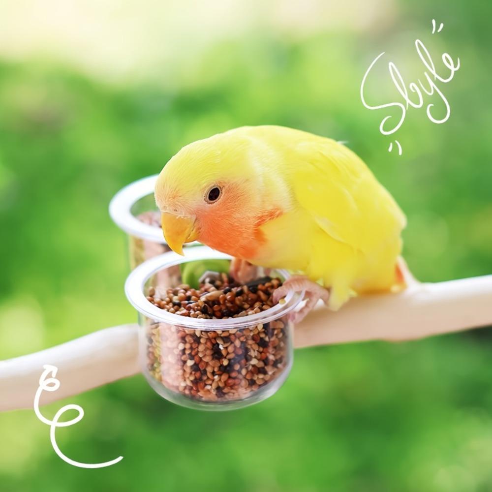 With Clip Bird Cage Feeder Transparent Pet Bird Feeder Parrot Food Bowl  Small Pet Bird
