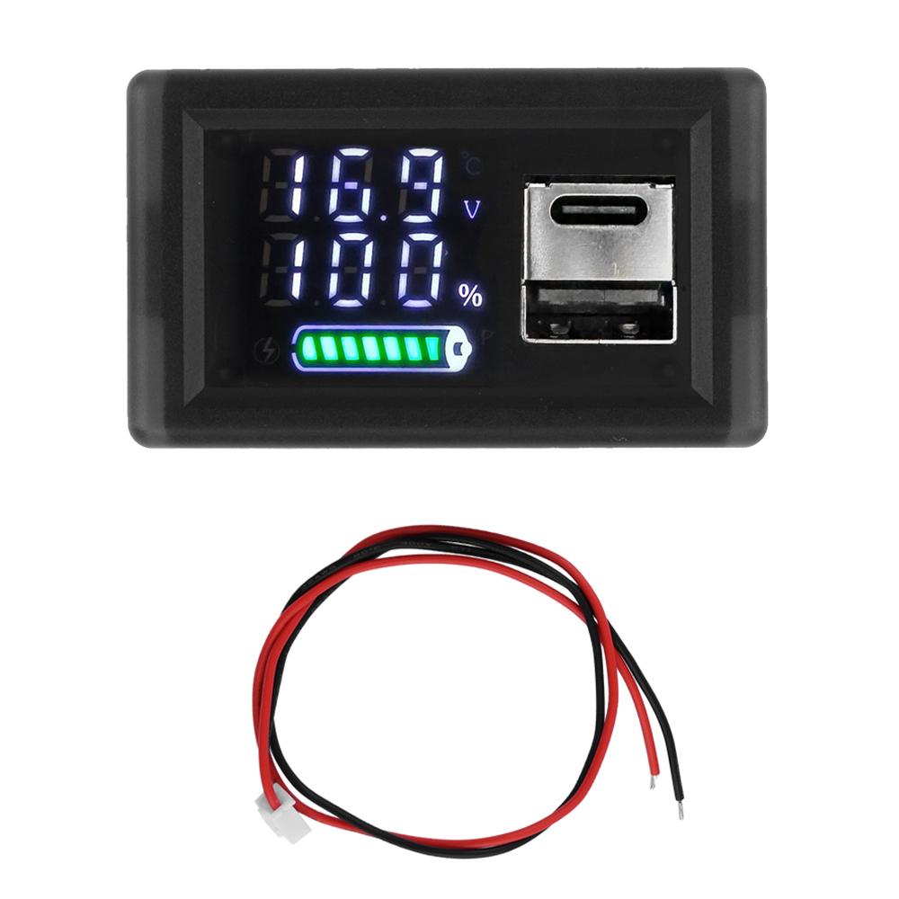 ZFX-3079 Acid Battery lithium DC 9~24V Universal LED Dual Digital Display Power Indicator Dual Interface Voltmeter USB Type-C