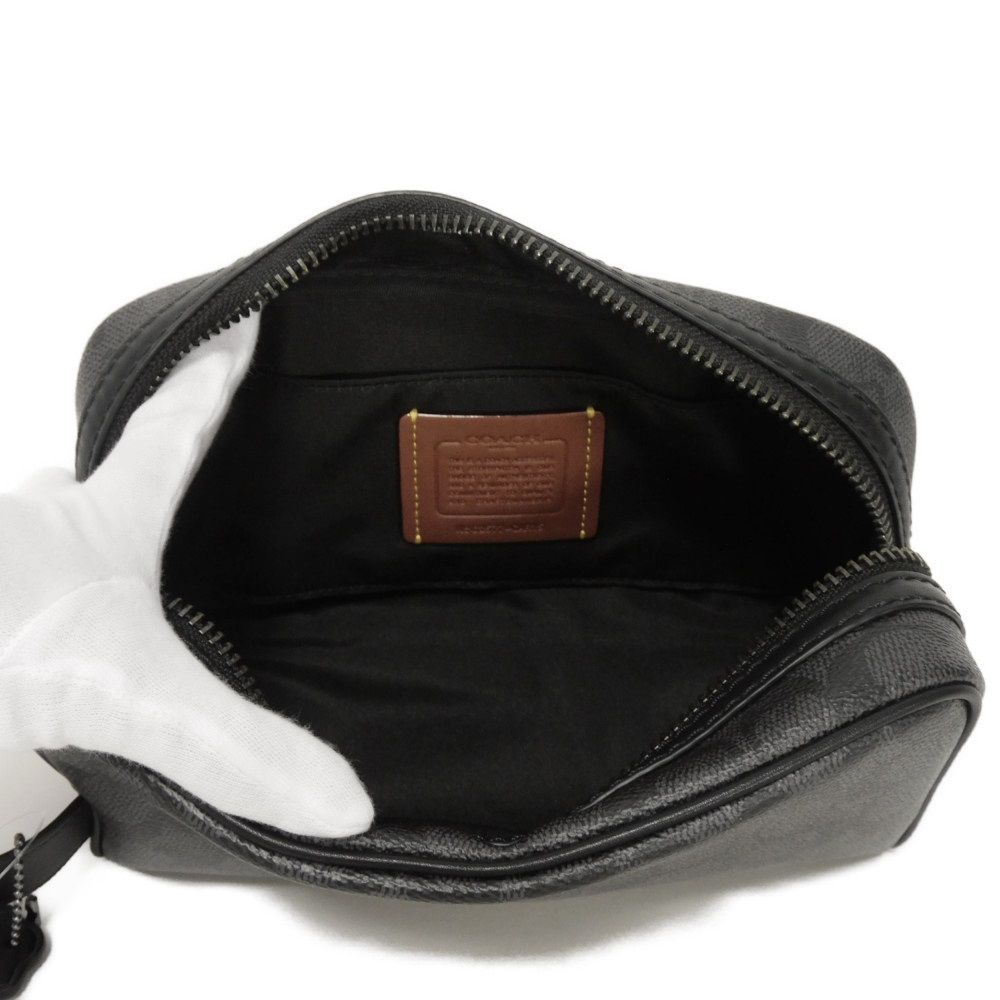 Used 9726 Small Travel Kit CAR15 7930 Current Smooth Calf Gray Handbag Pouch Unused Signature Black Men's from Japan