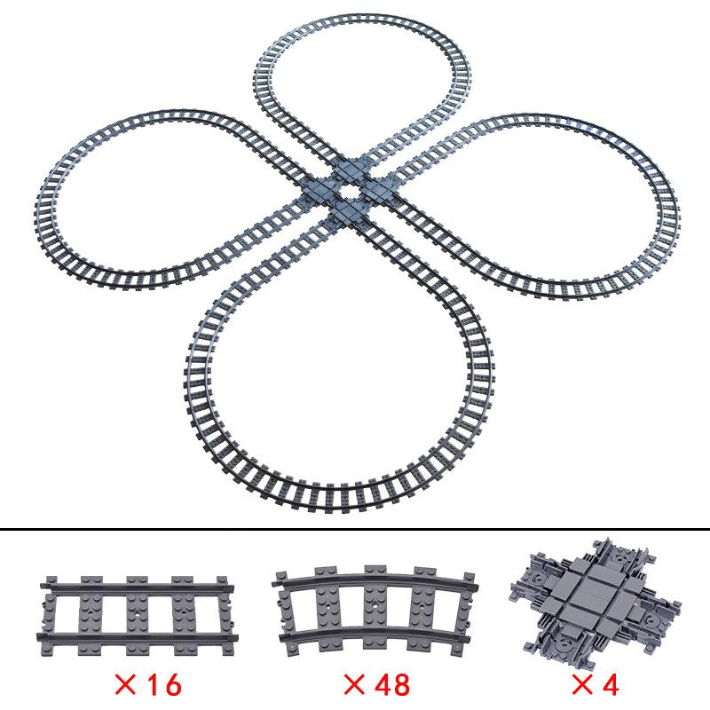 City Train Station Platform Traffic Light Cave Flyover Tracks Straight Curved Rails Building Block Bricks Technican Creative Toy