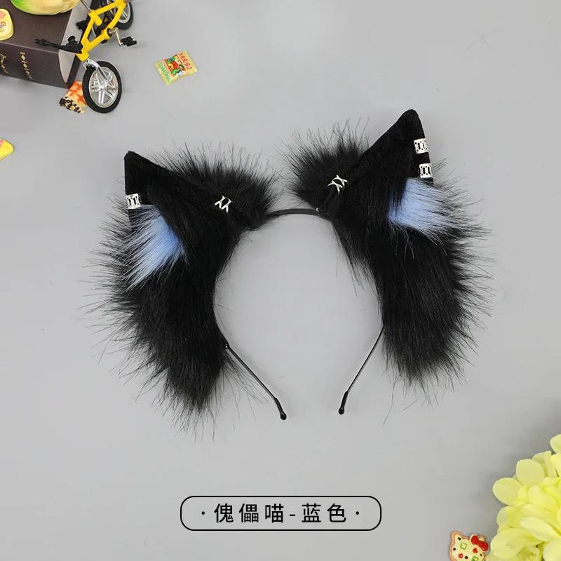 New Lolita Faux Fur Cat Ear Headband Anime Costume Plush Hair Hoop for Music Festival Halloween Accessories Party Cosplay Props