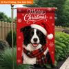 2D Flat, 2D Flat Printing Garden Flag 1pc, Christmas Dog Wearing Santa Hat Durable Single-Sided Print Yard Flag, Garden & Home Holiday Decoration, 29.