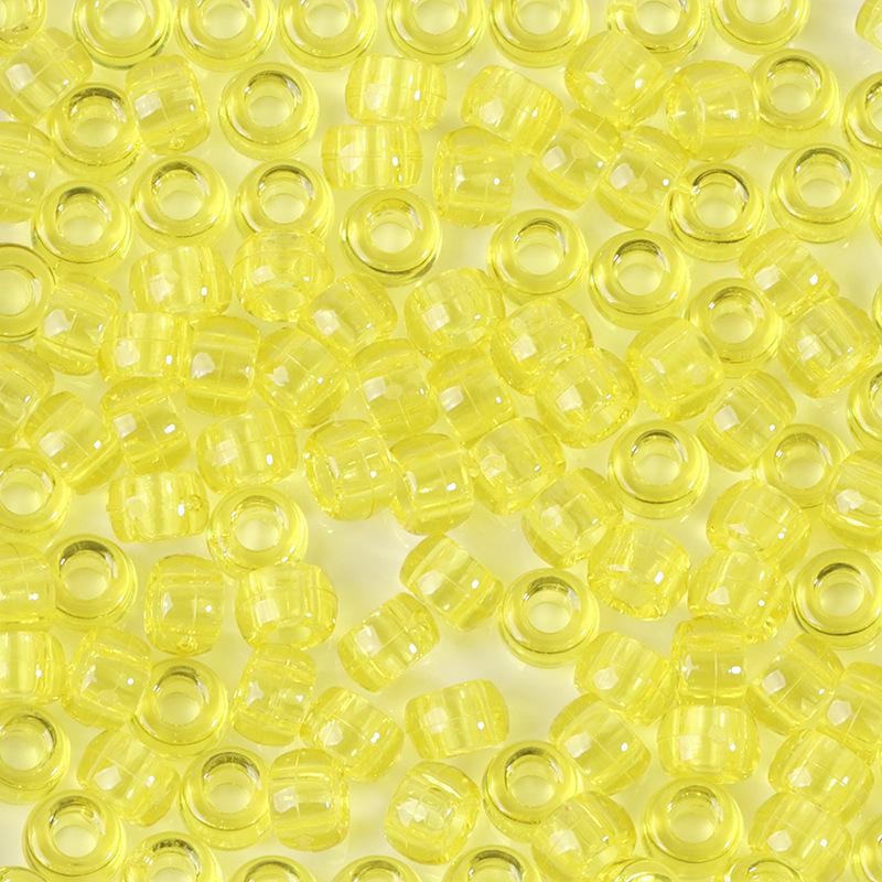 "100 Pcs Large Hole Transparent Frosted Barrel Beads - Colored Onion Powder Plastic Pony Beads for Dreadlocks and Wigs"