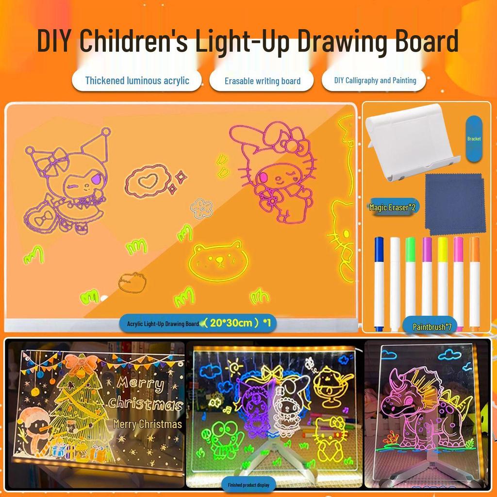 Reusable Light-Up Drawing Board for Kids – Eye-Protective, Erasable Handwriting Toy with Pen