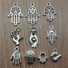 20pcs Hand Pendant Charms Antique Silver Color Palm Charms Jewelry DIY Hamsa Hand Charms For Bracelet Making