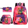 Sprunki Student Starry Sky School Bag Three-piece Rhythm Box Teen Backpack Men's and Women's Casual L