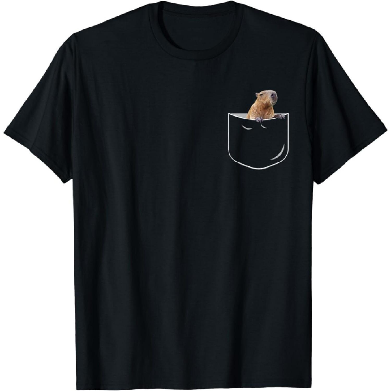 LUjiu Pocket Capybara Shirt, Funny Capybara in Pocket Gift Tshirt T-Shirt XXXXXL разноцветный