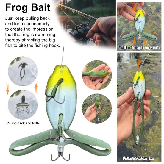 Esca Rana Topwater da 5CM con Piedi Elica Rana Bionica in Silicone Esche Artificiali con Ancorette Accessori per la Pesca a Trota e Bass in Acqua Dolce Salata