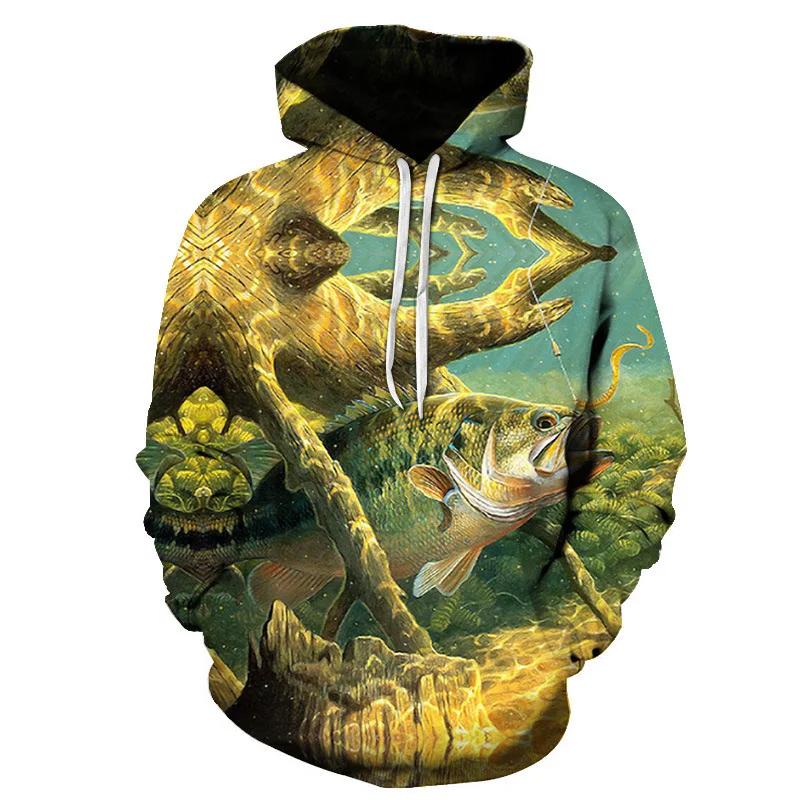 Fashion Fishing 3D Print Hoodie Men Streetwear Hip Hop Hoodies Pullover Hooded Sweatshirts