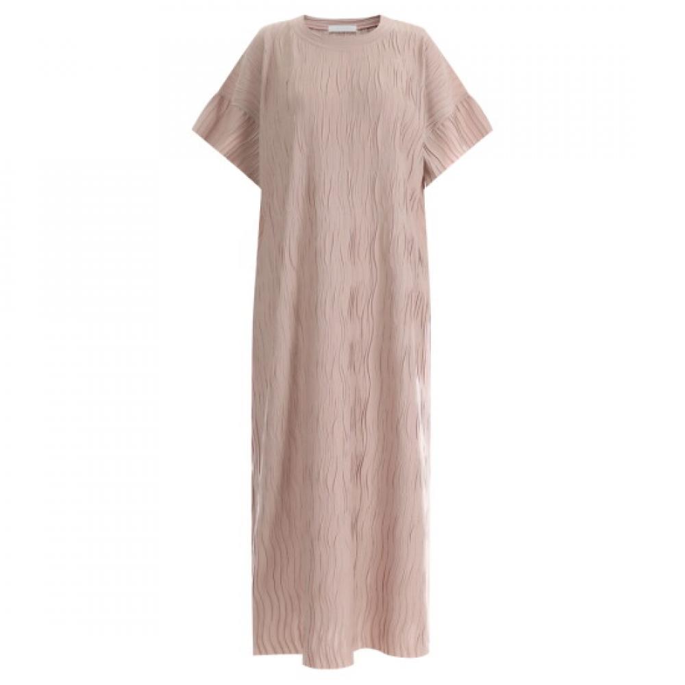 SHop Women Ruffle Pleated Daily Easywear H Line sHort Sleeve Long Dress Pink