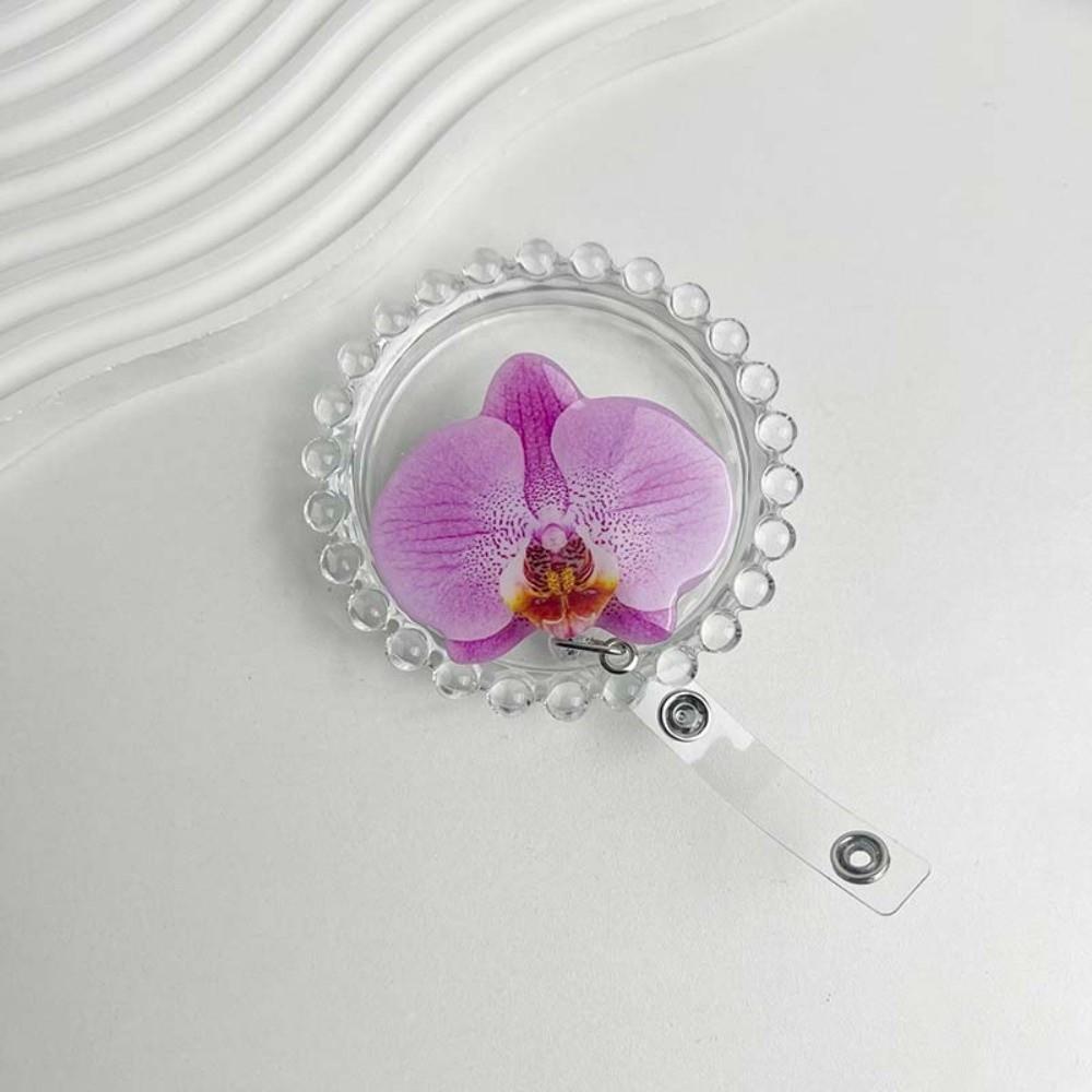 Akrylharts Hållarklämma Orkidéblomma Formad Namnskylt Märke Arbetsintyg