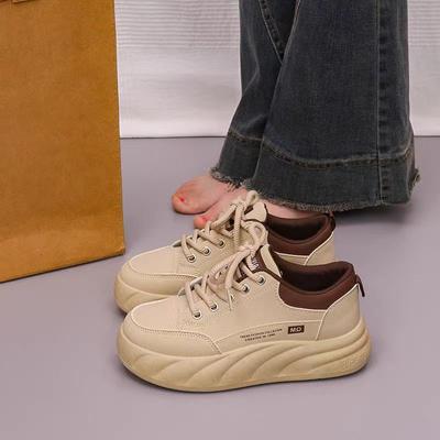 Muffin Soft Bottom White Shoes for Women Spring and Autumn New Students Thick Bottom Increased Leisure Sports Running Board Shoes