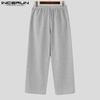 INCERUN Men Drawstring Elastic Waist Rumple Long Sweatpants Casual Loose Sport Trousers