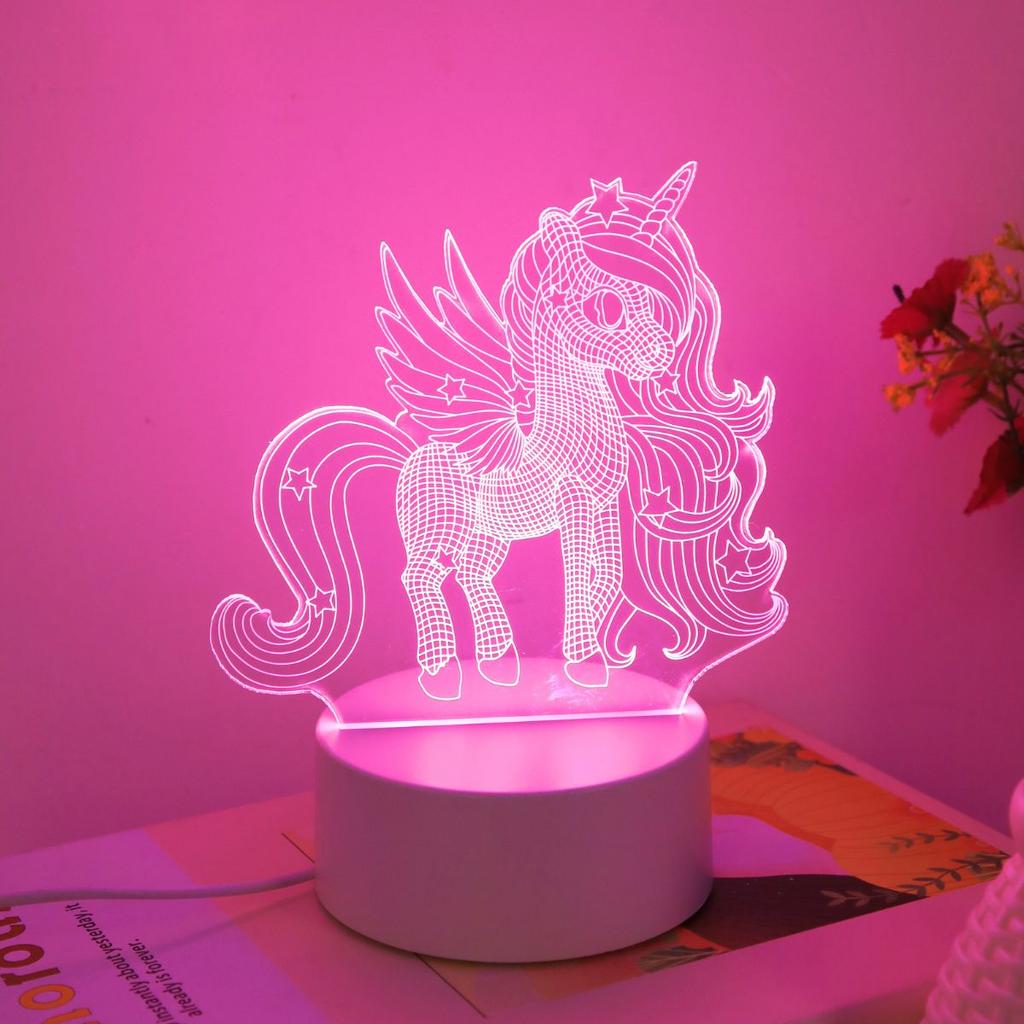 USB Dreamy 3D Unicorn Night Light, Pink LED Light, Bedroom, Party, Living Room, Wedding, Decorative Atmosphere, Gift Light.