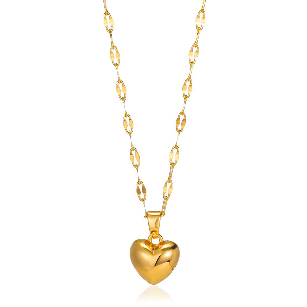 Stainless Steel Love Heart Pendant Necklace For Women Fashion Gold Color Flower Necklace Couple Aesthetic Jewelry Accessories
