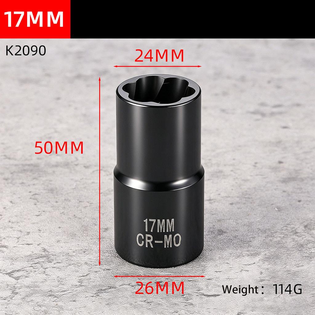 High Hardness 1/2 Inch Drive Reverse Thread Nut Extractor Set Broken Bolt Remover Socket Tool for Motorcycle Auto Repair