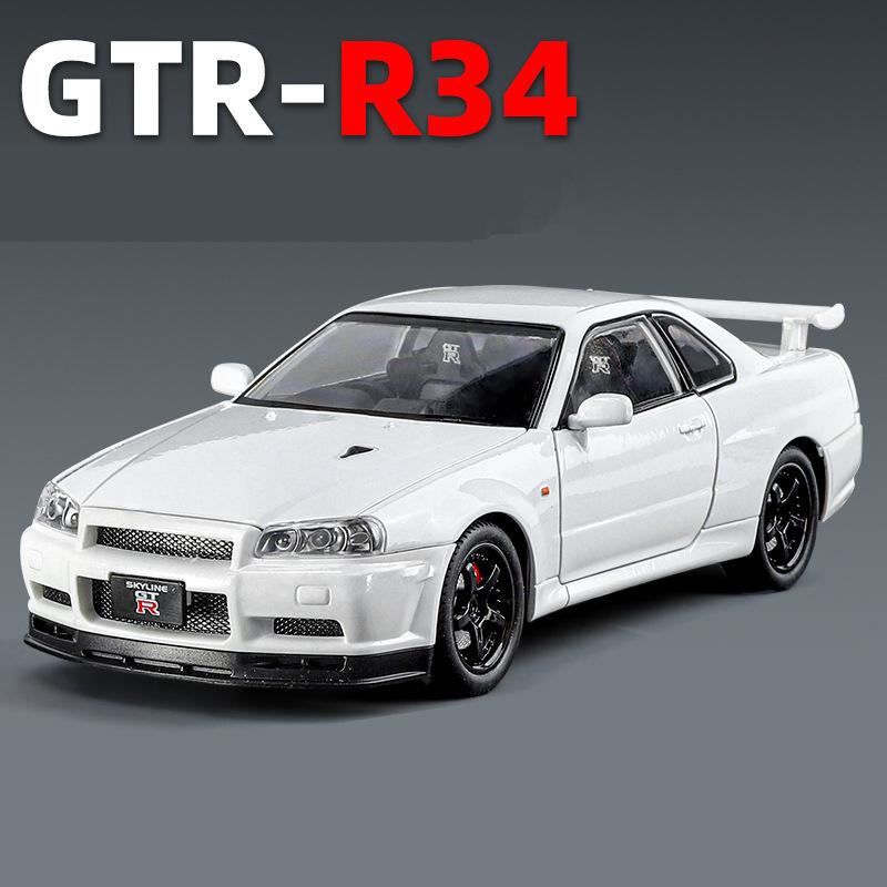 

1/24 NISSAN Skyline Ares GTR GT-R R34 литые спортивные модели автомобилей и игрушечные гоночные машины модели автомобилей звук и свет детские подарки