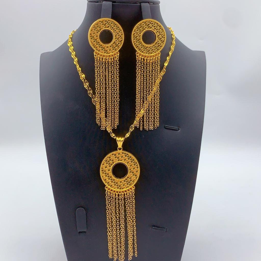 Middle East Dubai Iraq Jewelry Copper Alloy Necklace Earrings Jewelry Set Indian Bridal Necklace 2026