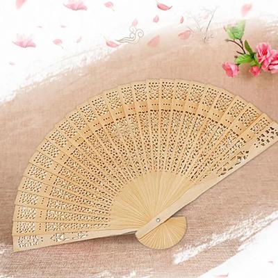 1pcs New Carved Chinese Style Wooden Folding Fan Wedding Decoration Party Sandalwood Home Supplies Hand Fan
