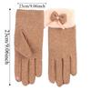 All-Match Women Anti-cold Gloves Soft Bow Thickened Suede Gloves Polyester Solid Color Windproof Finger Mittens Skiing