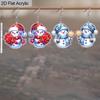 2pairs Red and Blue Christmas Snowman Acrylic Dangle Earrings, Perfect Gift for Women, Christmas Party Jewelry