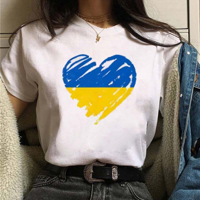 Heartbeat Blue Yellow Women Print T-shirt Fashion Y2K Short Sleeve Tee Tops Lady 90s Female Harajuku Streetwear Woman Clothing
