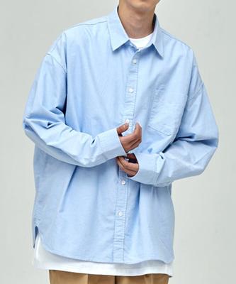 TAKEASY Solid Oxford Overshirt (Sky Blue)