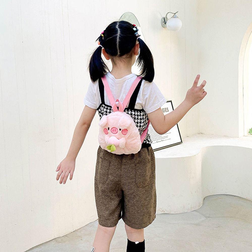 Pig Cartoon Plush Backpack Rabbit Animal Plush Backpack Cute Cartoon Plush Schoolbag  Ladies