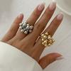 Simple CCB Small Metal Ball Ring for Women Men  Punk Hip Hop Geometric Open Vintage Finger Ring Female Jewelry Gifts