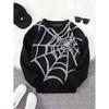 Suéter Masculino de Outono e Inverno com Padrão Jacquard de Teia de Aranha para Halloween, Gola Redonda Casual, Suéter Masculino Tricotado