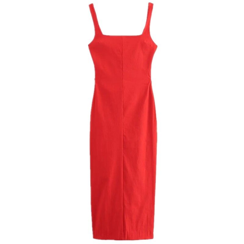 

Fashion Style 2024 Summer New Arrival Women s Sling Stylish Open Back Midi Skirt Mid Length Long Length Dress 3118369 Red L