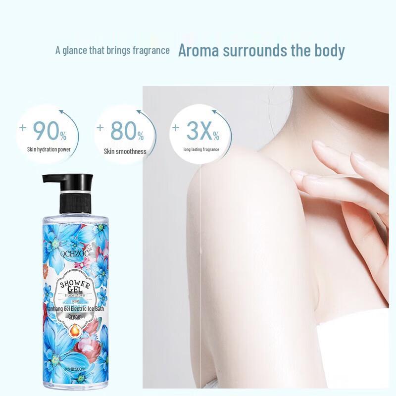 QCHZOC Niacinamide Brightening & Moisturizing Shower Gel, Blue Wind Chimes Scent (3 X 500ML)