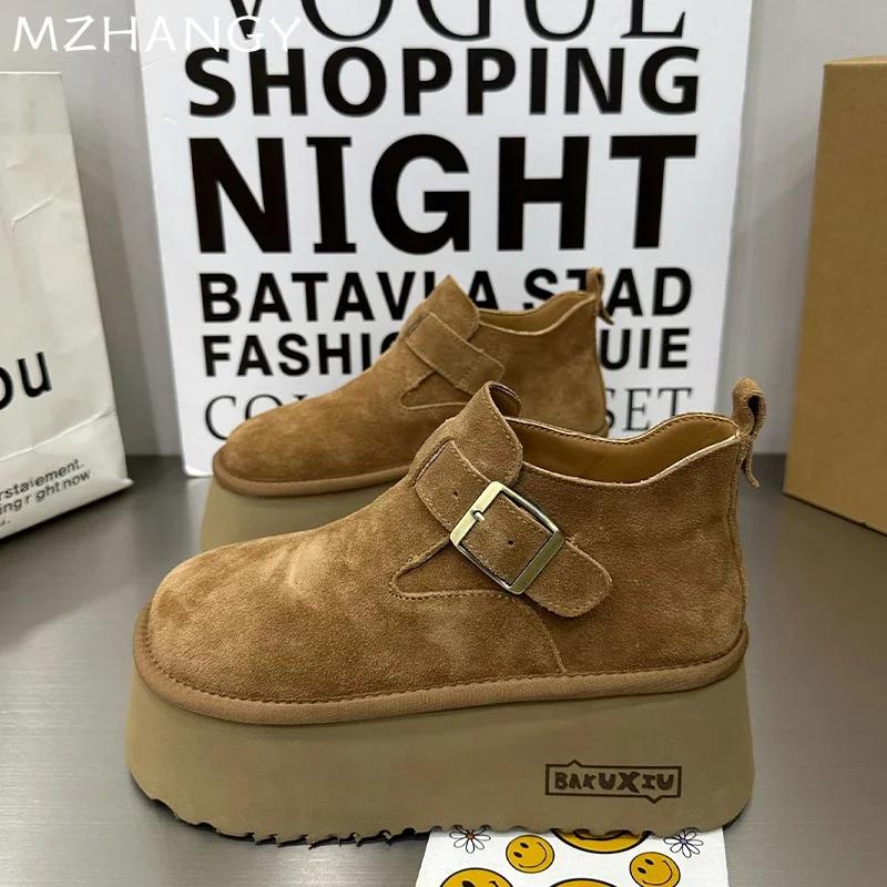 Módní platformové dámské tenisky, ploché semišové ležérní boty pro ženy, trend 2025, módní zimní vycházkové retro společenské boty, nové Zapatillas Mujer