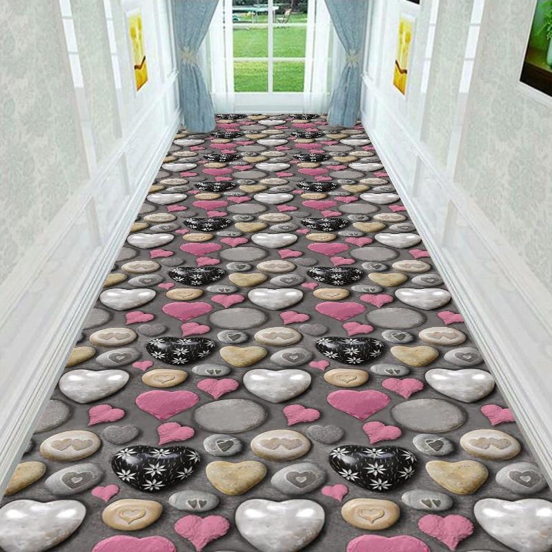3D Kiezels Hart Runner Vloerkleed Antislip Waterdicht Tapijt voor Hal Entree Slaapkamer Binnen Vloer Decoratie 40x60cm 16x24inch