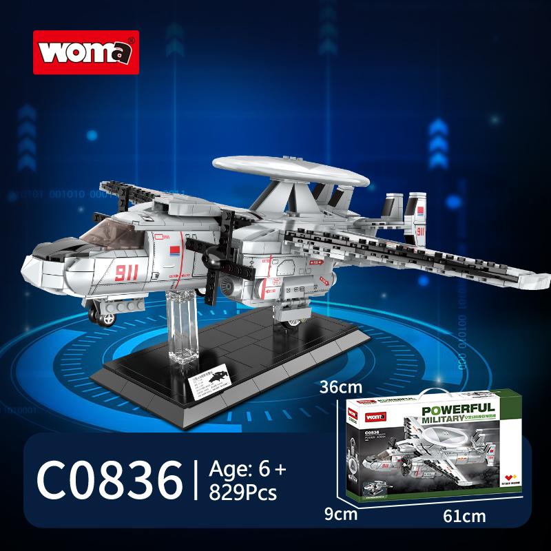 WOMA TOYS C0836 829 buc argintiu jucărie mare cu reacție militară forțelor aeriene avion de transport blocuri de construcție pentru copii