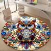 1pc Stained Glass Owl Office Round Area Rug, Indoor Mat Suitable ForOffice, Under Office Chairs Bedroom Living Room Home Decor, D149