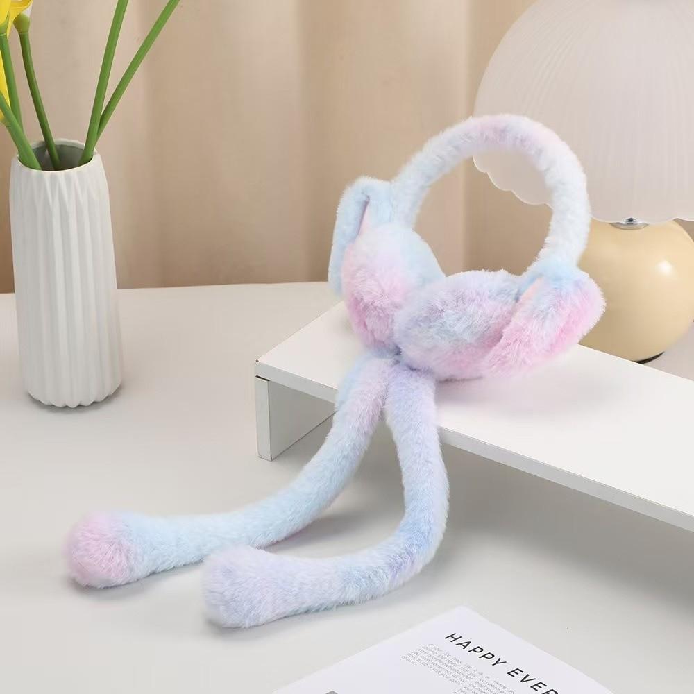 Creative Plush Rabbit Ear Muffs Soft Moving Jumping Ears Winter Warm Earmuffs Colorful Ear Warmer for Women Girls