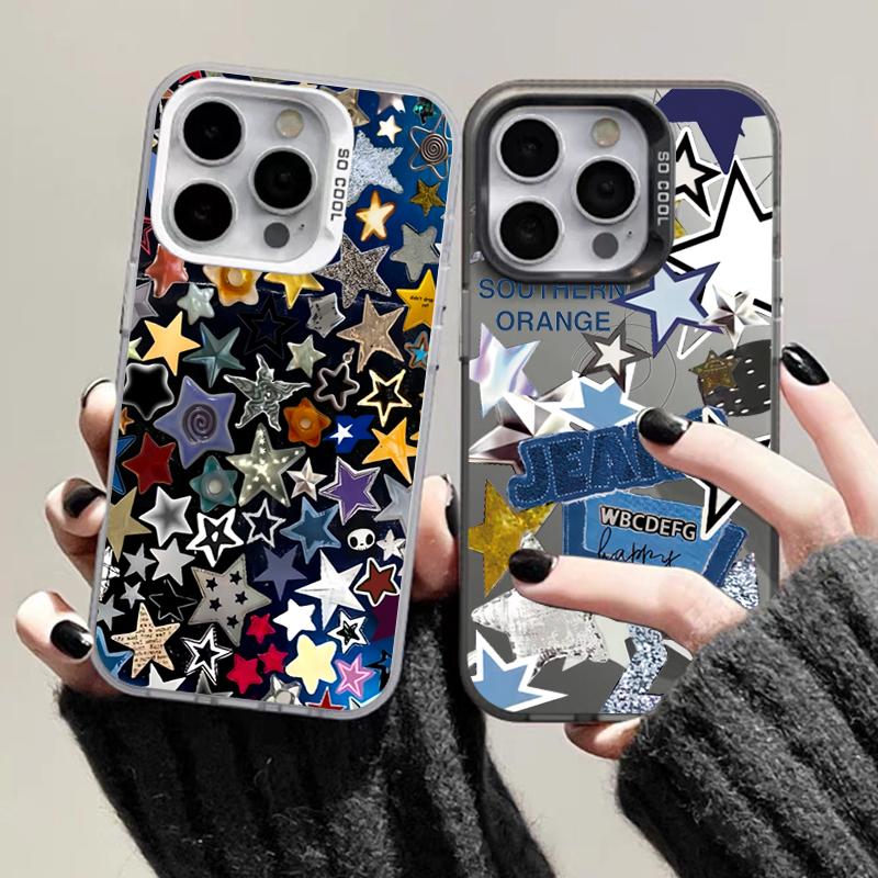 Dual-Color Glitter Star Phone Case For Samsung Galaxy S24 S23 S22 S21 Ultra Plus FE Note 20 UltraA15 A35 A55 A54 A53 5G Cover