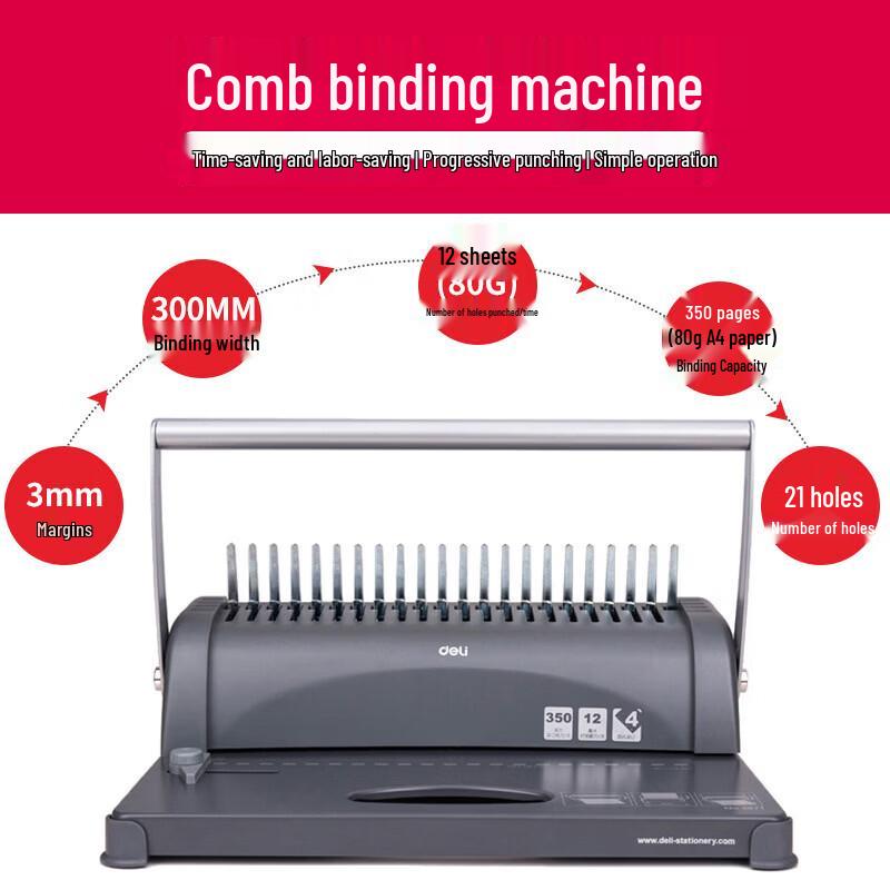 Deli 3871 Comb Binding Machine CN plug (adapter included)
