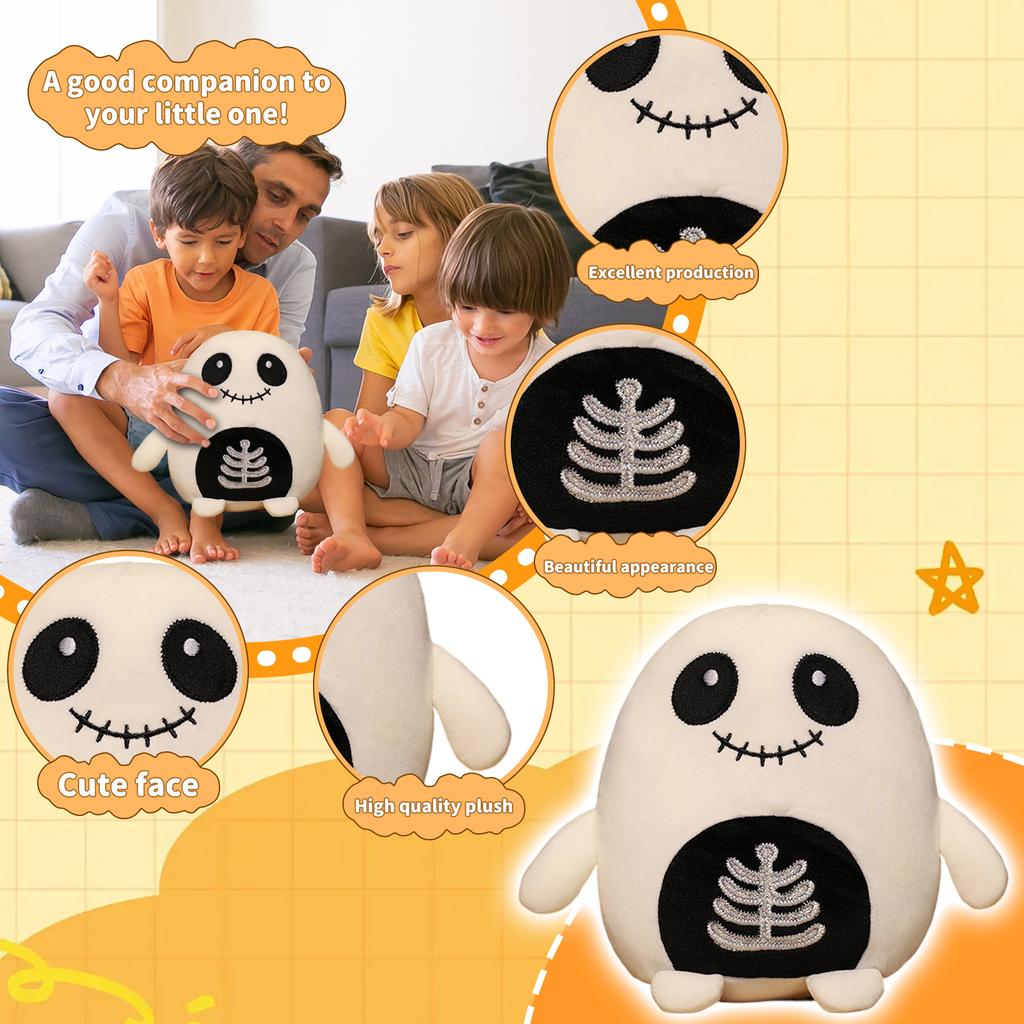 Plush Toy Zombie Doll Soft Stuffed Animal Halloween Decoration Prop for Company Events and Themed Parties with Embroidered Details