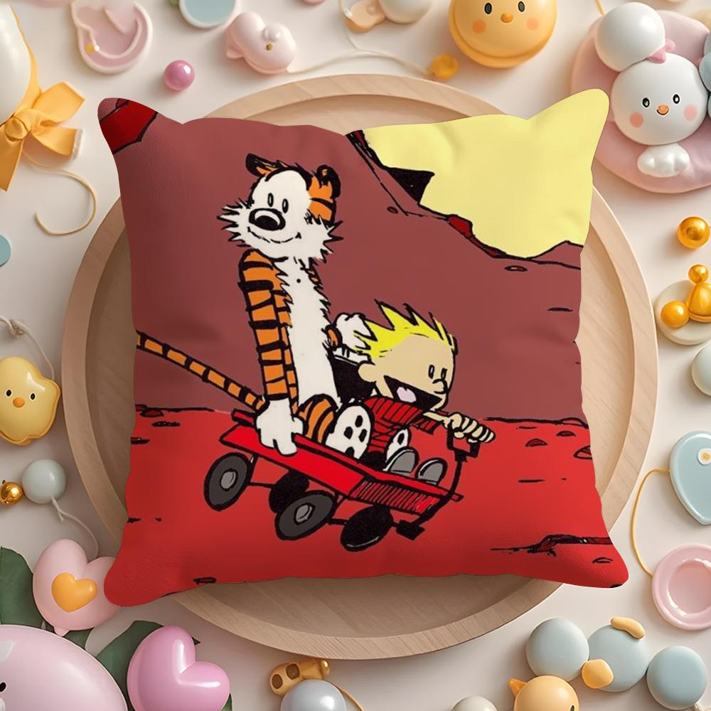 C-Calvin And H-Hobbes Cushion Cover Short Plush Double-Sided Printing Home Machine Washable In Warm Winter Pillow Case