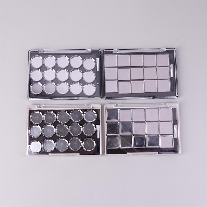1 Stück leere magnetische Kosmetikpalette Lidschatten Rouge DIY Make-up-Box mit 15 Fächern Eisenplatte und Pinsel
