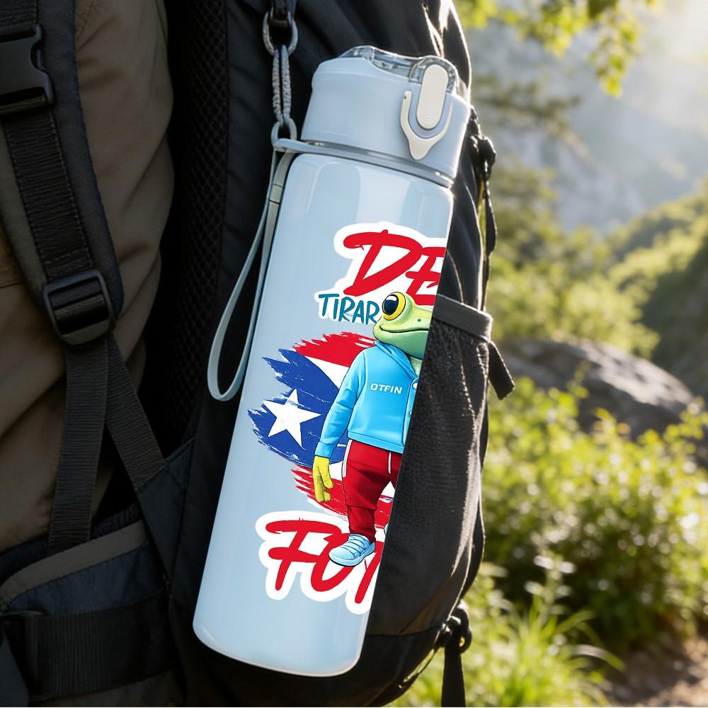 1PC Depi Ratos Graffiti Cartoon Print 750ml Color Plastic Sports Water Bottle Leakproof Flip Straw Lid Suitable for Sports Office Home Use