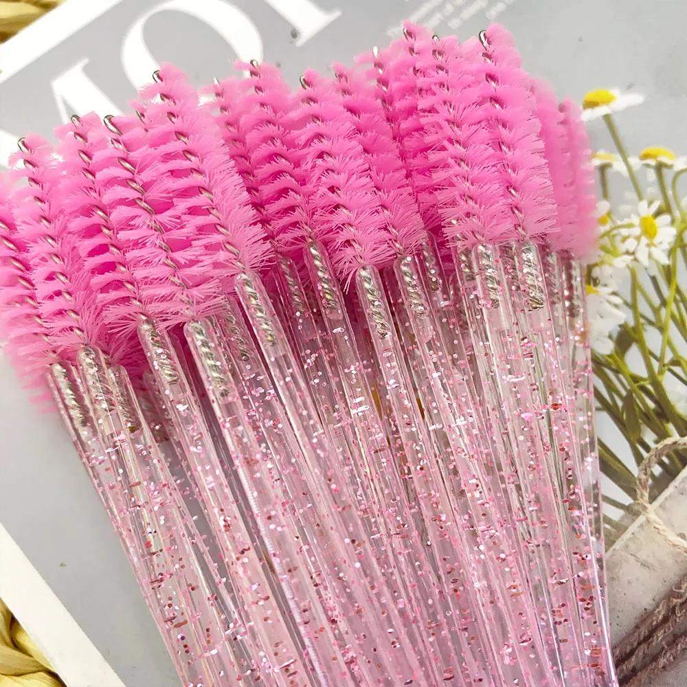 50pcs Disposable Crystal Eyelashes Brush Comb Eye Lashes Extension Mascara Wands Makeup Professional Makeup Beauty Tool
